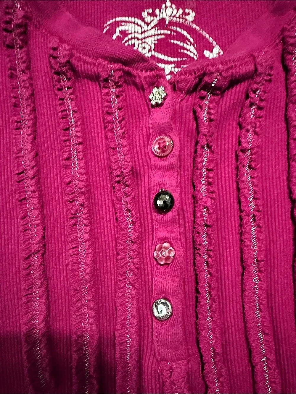 Place Cotton Embellished Long Sleeve Top in Pink